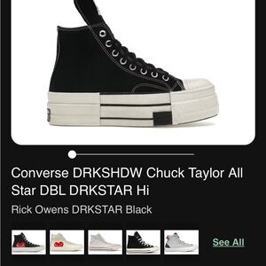 Rick Owens Converse Black and White Platform shoes